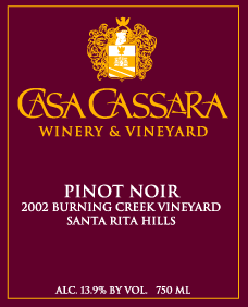 Pinot Noir Burning Creek, Santa Rita Hills