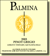 Pinot Grigio, Santa Rita Hills, Ashley's Vineyard,