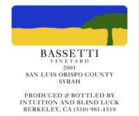 Bassetti Vineyard Syrah San Luis Obispo County