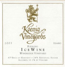 Ice Wine Windridge Vineyard Idaho